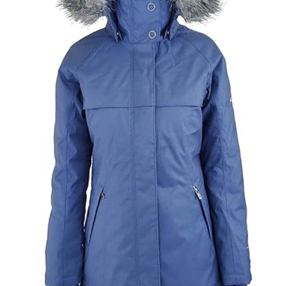 Columbia Flurry Run Down Insulated Winter Parka Hooded Jacket Blue, Sz S,